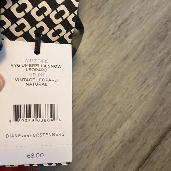 NWT 2015 Diane von furstenberg DVF Umbrella-snow leopard/vintage leopard natural - Picture 3 of 5